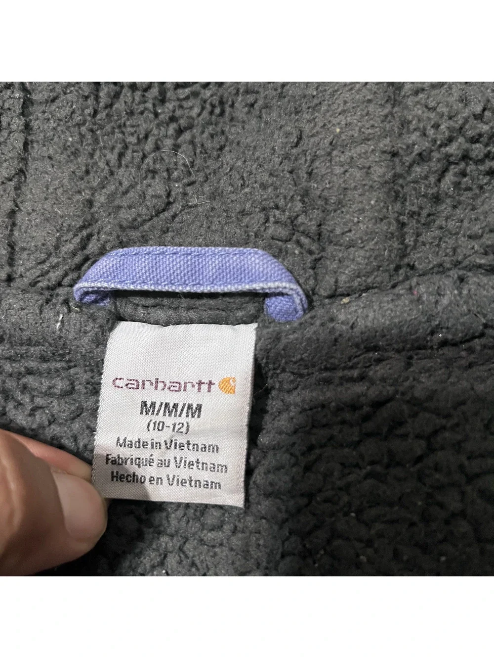 Carhartt Kids Periwinkle Blue Dark Gray Sherpa LIned Hoodie Full Zip Canvas Med